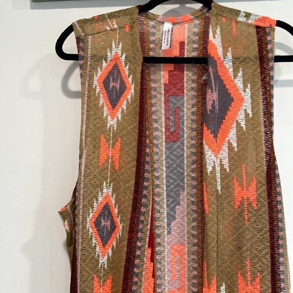 Giddy up glamour south western bohemian Aztec duster vest women’s size 1x - Picture 2 of 10